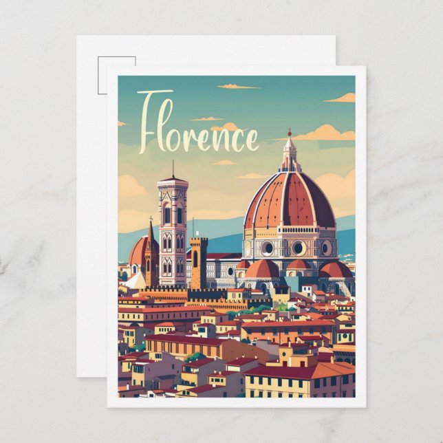 Carte Postale Florence Italie Vintage voyage d'art (Devant / Derrière)