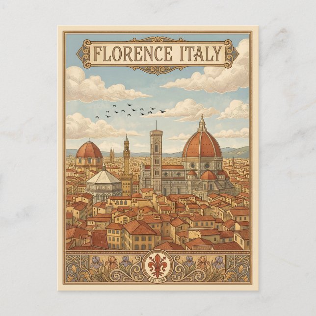 Carte Postale Florence Italie Voyage Rétro (Devant)