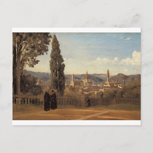 Carte Postale Florence, Les jardins de Boboli par Camille Corot (Devant)