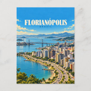 Carte Postale Florianópolis Brésil Art de Voyage Vintage