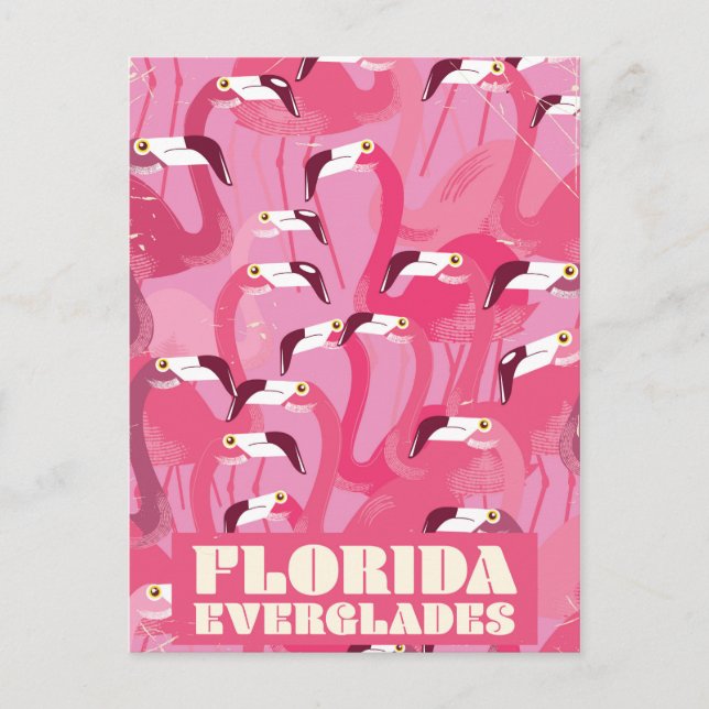 Carte Postale Florida Everglades Flamant rose affiche de voyage  (Devant)