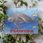 Carte Postale Florida Manatee Aquarelle sous l'eau<br><div class="desc">Cette conception peut être personnalisée dans la zone fournie en modifiant la photo et/ou le texte. Vous pouvez également le customiser en cliquant sur Personnaliser ce Modèle, puis en choisissant l'option cliquer pour customiser et supprimer ou modifier la couleur de l'arrière - plan, ajouter du texte, modifier la couleur ou...</div>