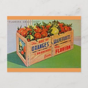 Carte postale Florida Oranges et Crate de pamplemo