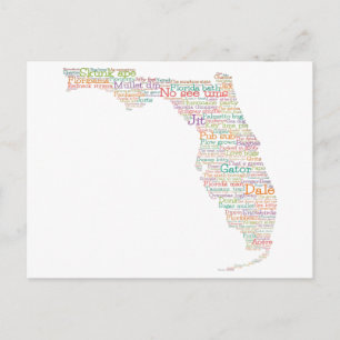 Carte postale Florida USA Slang Word Art Map