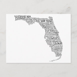 Carte postale Florida USA Slang Word Art Map