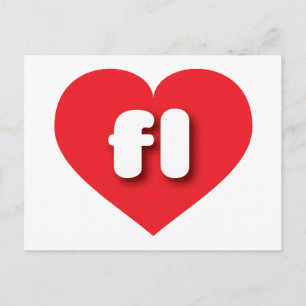 Carte Postale Floride coeur rouge - J'aime fl