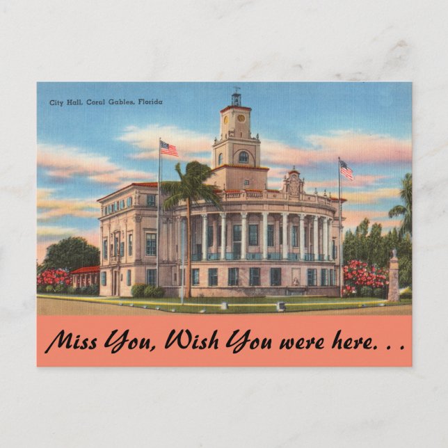 Carte Postale Floride, Coral Gables, Cour de justice (Devant)