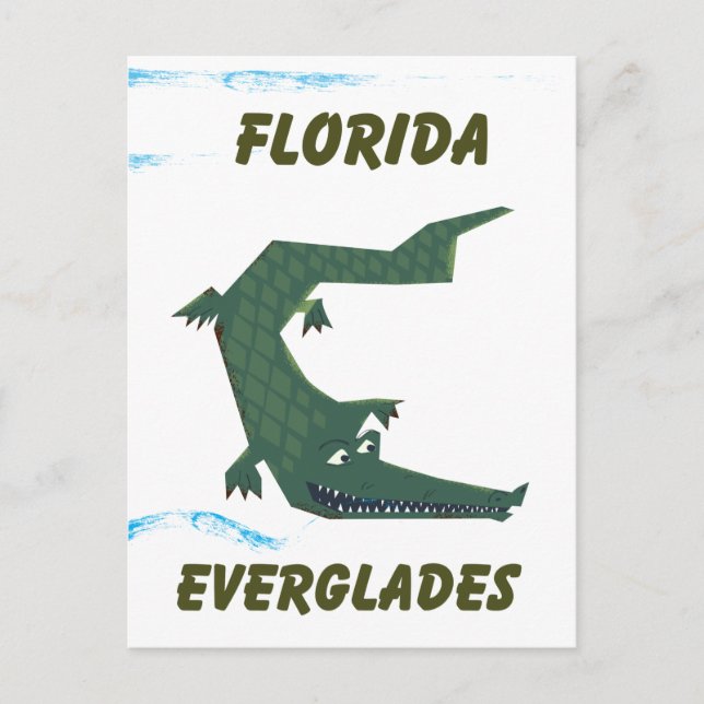 Carte Postale Floride Everglades Alligator vacances art. (Devant)