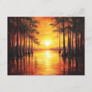 Carte Postale Floride Everglades Coucher de soleil Peinture pays
