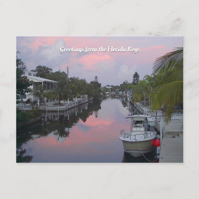 Carte Postale Floride Keys Canal avec votre texte de bienvenue (Devant)