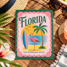 Floride l'État du Soleil Flamant Rose Vintage Plag