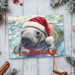Carte Postale Floride Manatee Aquarelle Noël<br><div class="desc">Cette conception peut être personnalisée dans la zone fournie en modifiant la photo et/ou le texte. Vous pouvez également le customiser en cliquant sur Personnaliser ce Modèle, puis en choisissant l'option cliquer pour customiser et supprimer ou modifier la couleur de l'arrière - plan, ajouter du texte, modifier la couleur ou...</div>