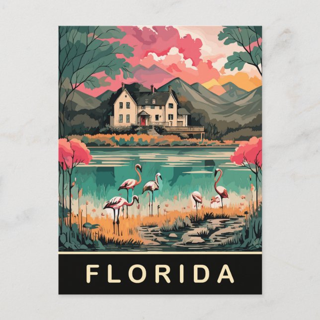 Carte Postale Floride, Oiseaux sur la Côte, Aquarelle de Voyage (Devant)