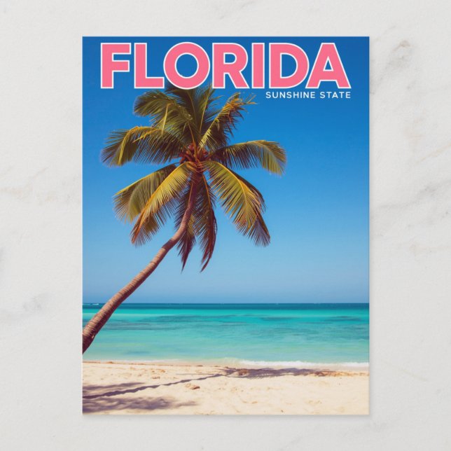 Carte Postale Floride Palmier de l'État du Soleil Plage Tropical (Devant)