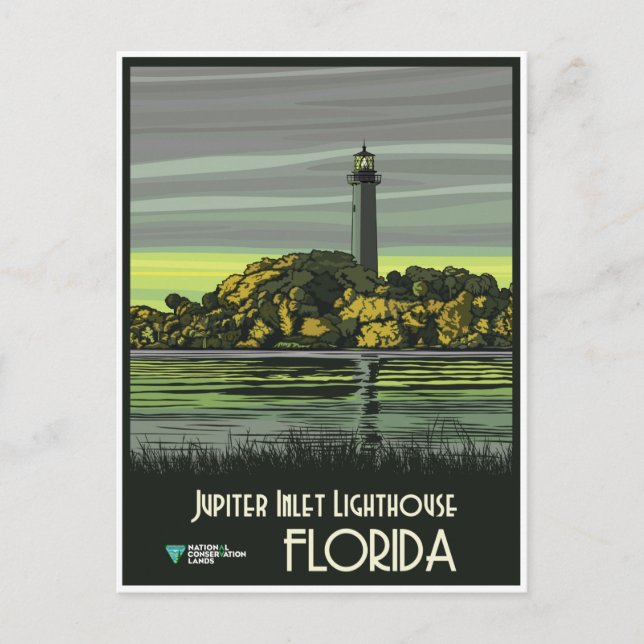 Carte Postale Floride, phare de l'entrée de Jupiter, (Devant)