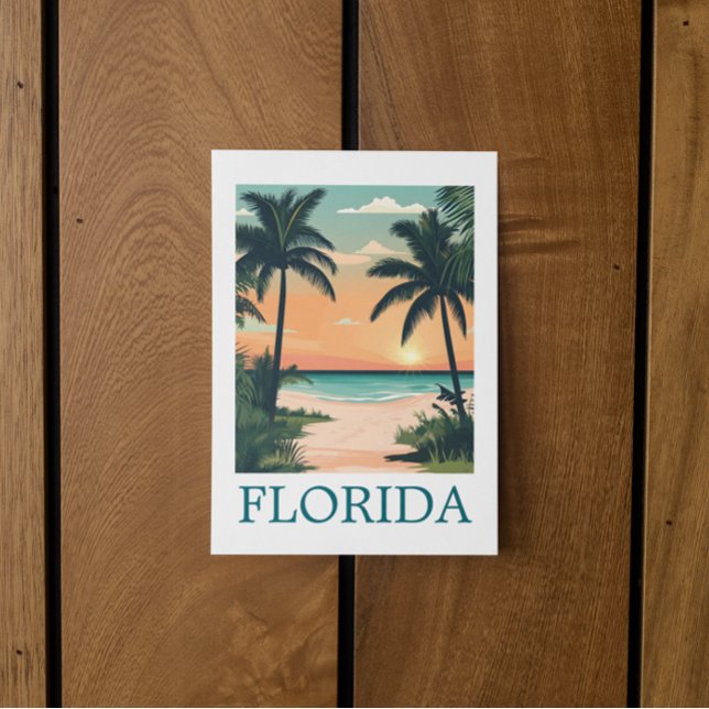 Carte Postale Floride Sunshine State – Paradis de la plage tropi (Florida Sunshine State – Tropical Beach Paradise Travel Postcard)