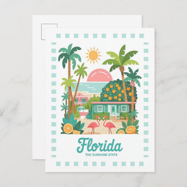 Carte Postale Floride Sunshine State USA Summer Travel (Devant / Derrière)