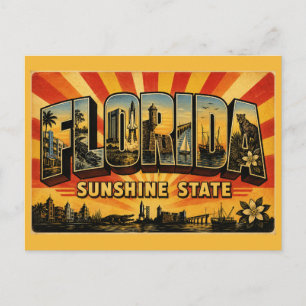 Carte Postale Floride Sunshine State Voyage Artistique Vintage