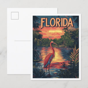 Carte Postale Floride USA Art Vintage Illustration Voyage