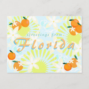 Carte Postale Floride Vintage chic Sun Orange Fleurs de fleurs