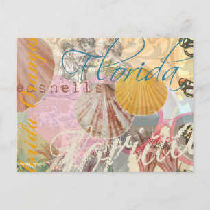 Carte Postale Floride Vintage Travel Beach Seashell Shell Art