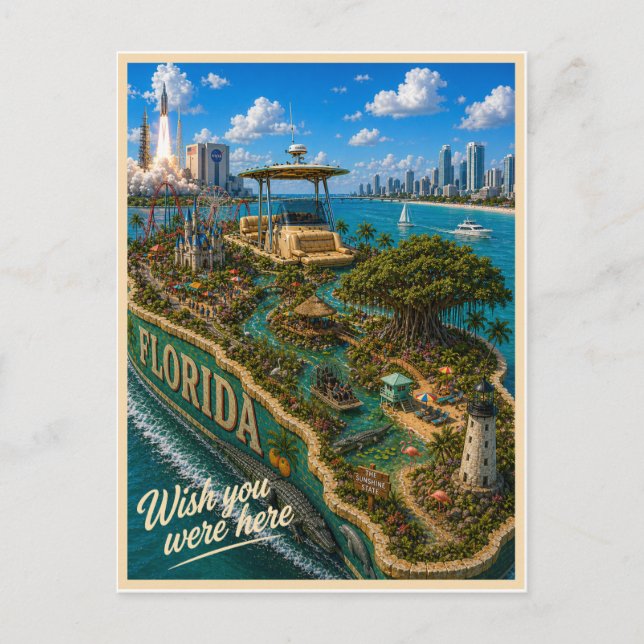 Carte Postale Floride | Wish You Were Here | Série des États (Devant)
