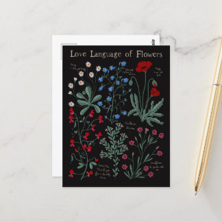 Carte Postale Floriographe Amour langue des fleurs botanique