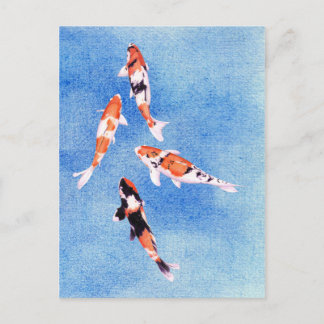Carte postale flottante Koi bleu