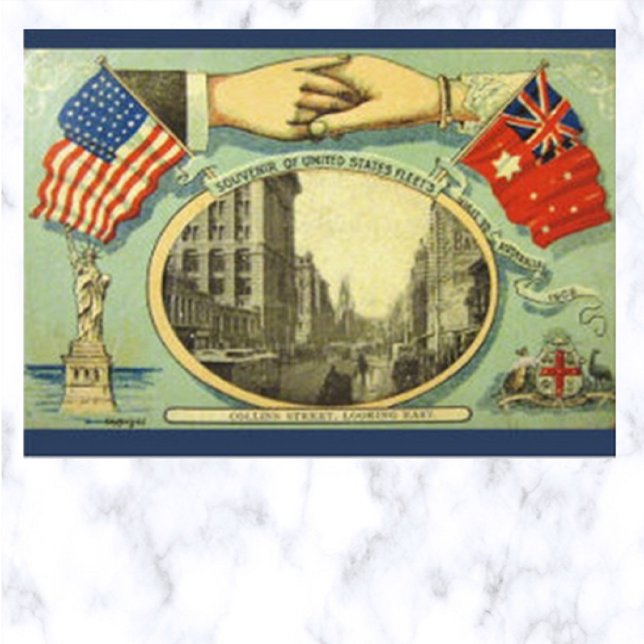 Carte Postale Flottes des États-Unis visitant l'Australie 1908 (Créateur téléchargé)
