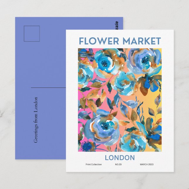 Carte Postale Flower Market Cities of the World Londres Custom (Devant / Derrière)