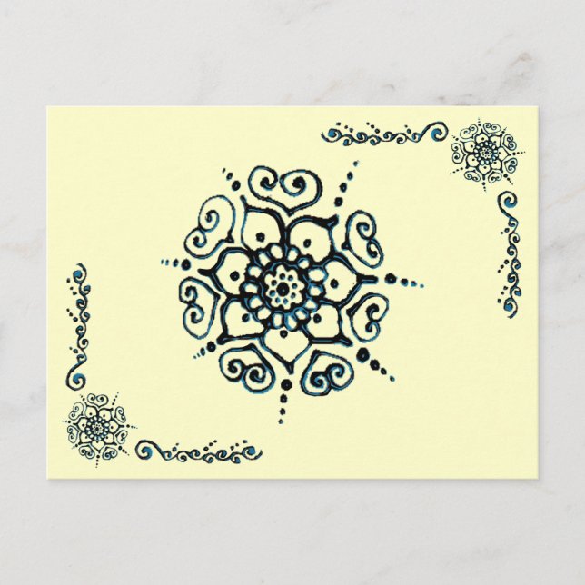 Carte Postale Flower of Love (Henna) (Blue) (Devant)