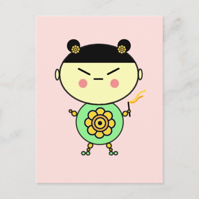Carte Postale Flower Power Girl (Devant)