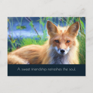 Carte Postale Fluffy Red Fox avec soumission d'amitié