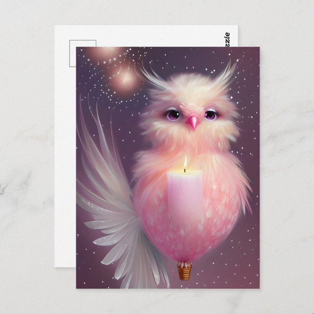 Carte Postale Fluffy Rose Baby Bird (Devant / Derrière)