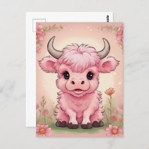 Carte Postale Fluffy Rose Highlands Scottish Cow