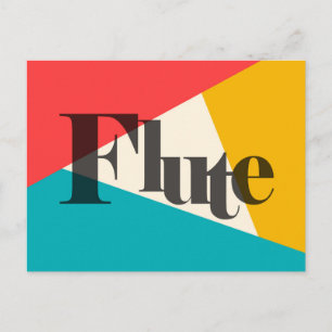 Carte Postale Flûte Tri-Color - Turquoise Corail Or