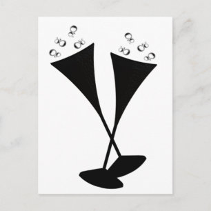 Carte Postale Flûtes de champagne en noir et blanc