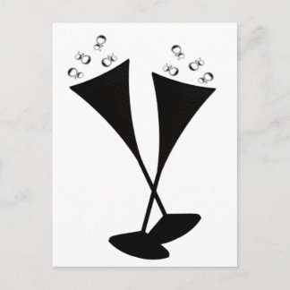 Carte Postale Flûtes de champagne en noir et blanc