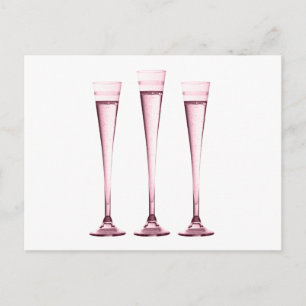 Carte Postale Flutes roses de Champagne