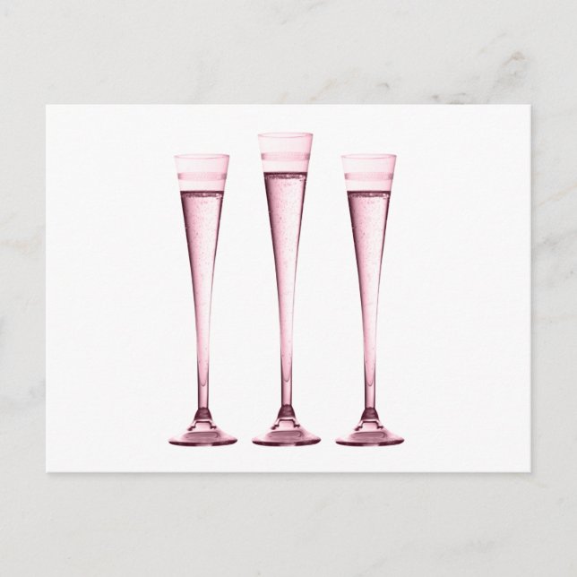 Carte Postale Flutes roses de Champagne (Devant)