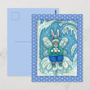 CARTE POSTALE FLUTTERBUN HIVER WONDERLAND, FUNNY BUNNY RABBIT