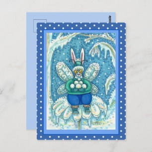 CARTE POSTALE FLUTTERBUN HIVER WONDERLAND, FUNNY BUNNY RABBIT