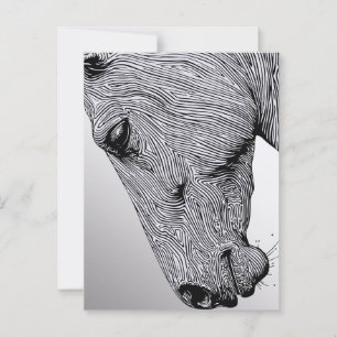 Carte Postale Flux du Cheval en Ligne Artistique Minimaliste Sau