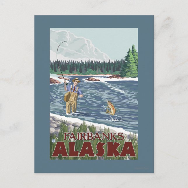 Carte Postale Fly Fisherman - Fairbanks, Alaska (Devant)