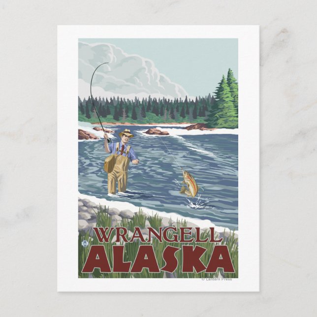 Carte Postale Fly Fisherman - Wrangell, Alaska (Devant)