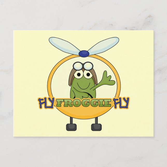 Carte Postale Fly Froggie Hélicoptère de vol Tshirts et cadeaux (Devant)