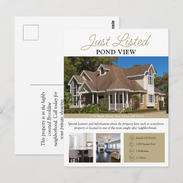 Carte Postale Flyer immobilier moderne juste listé (Devant / Derrière)