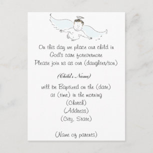 Carte Postale Flying Baby Angel Baptism Invitation
