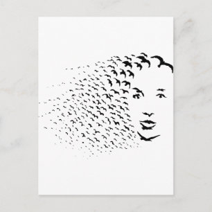 Carte Postale Flying Crows ou Face Optique Illusion