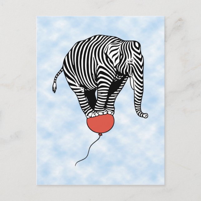 Carte Postale FLying Elephant Zebra (Devant)